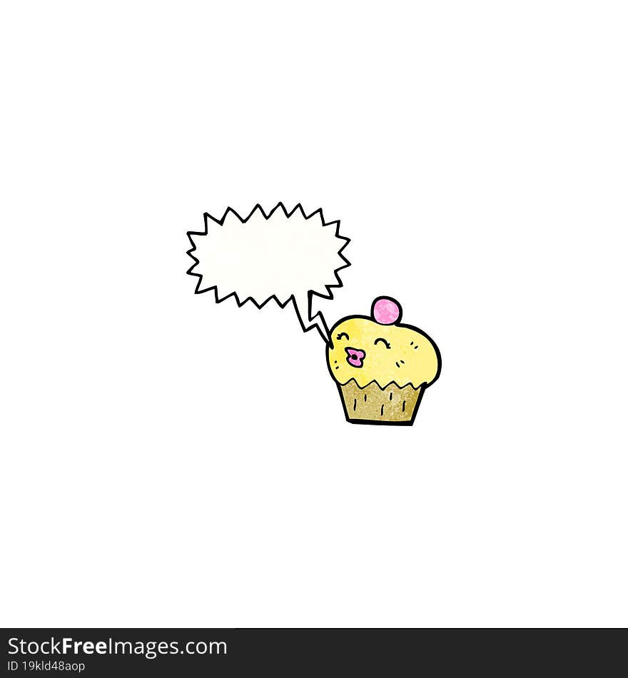 Cartoon Cupcake With Speech Bubble