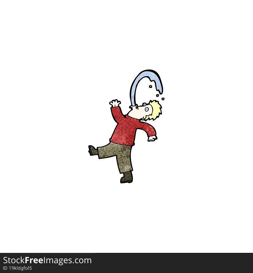 Cartoon Man Spitting Water