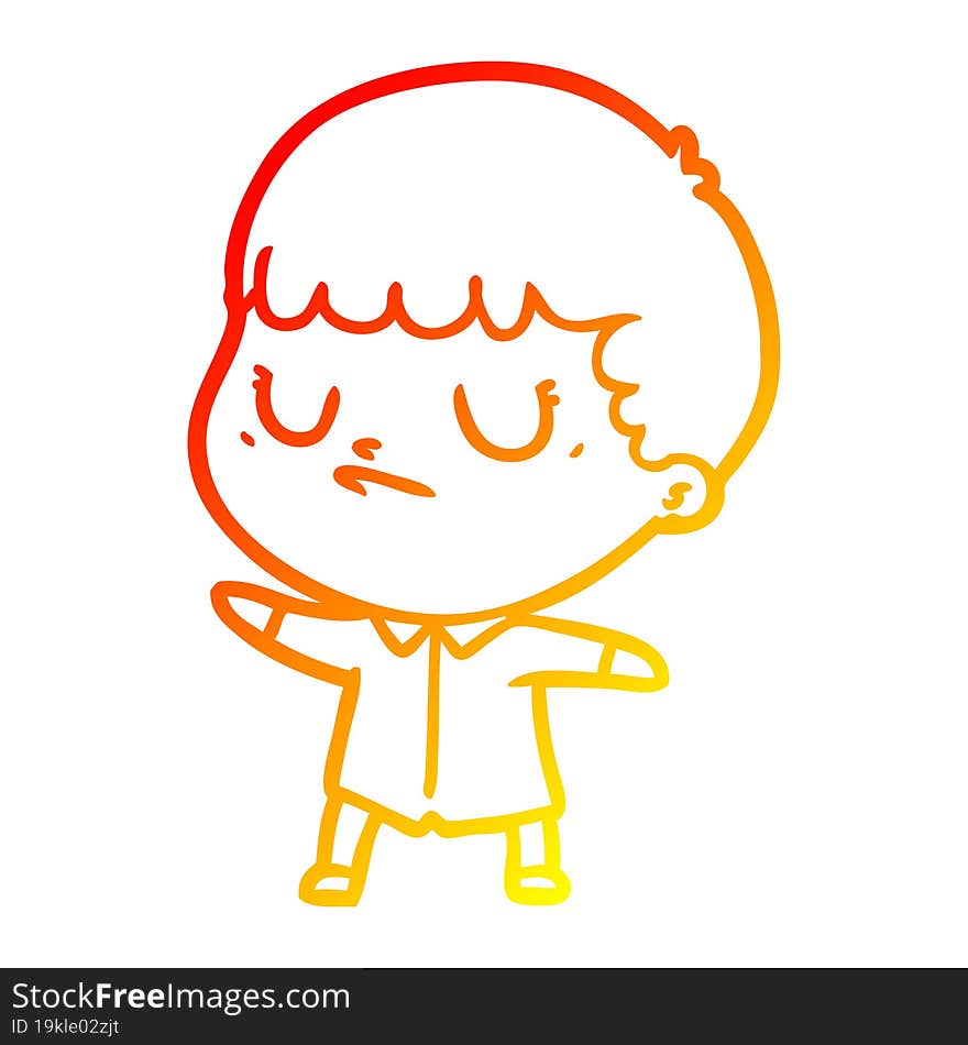 warm gradient line drawing cartoon grumpy boy