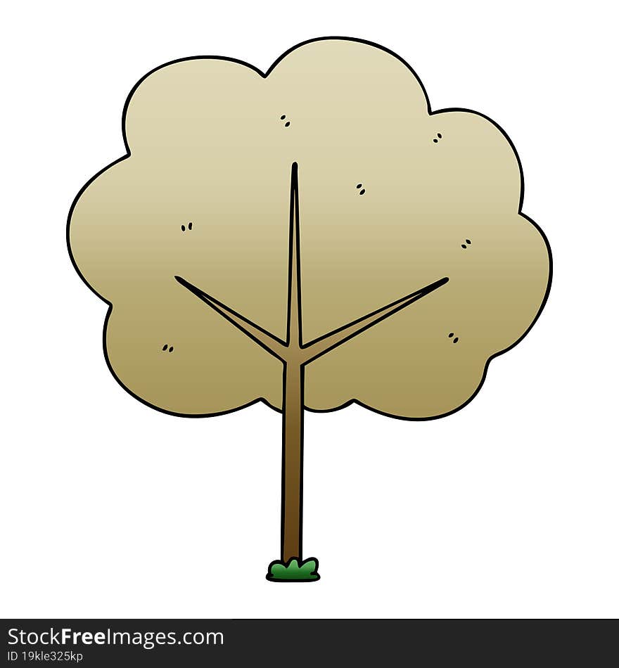 quirky gradient shaded cartoon tree