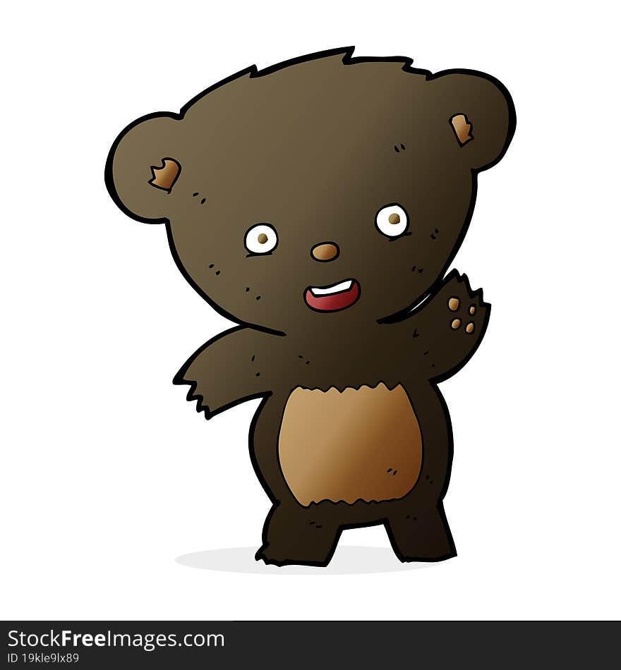 cartoon waving black bear