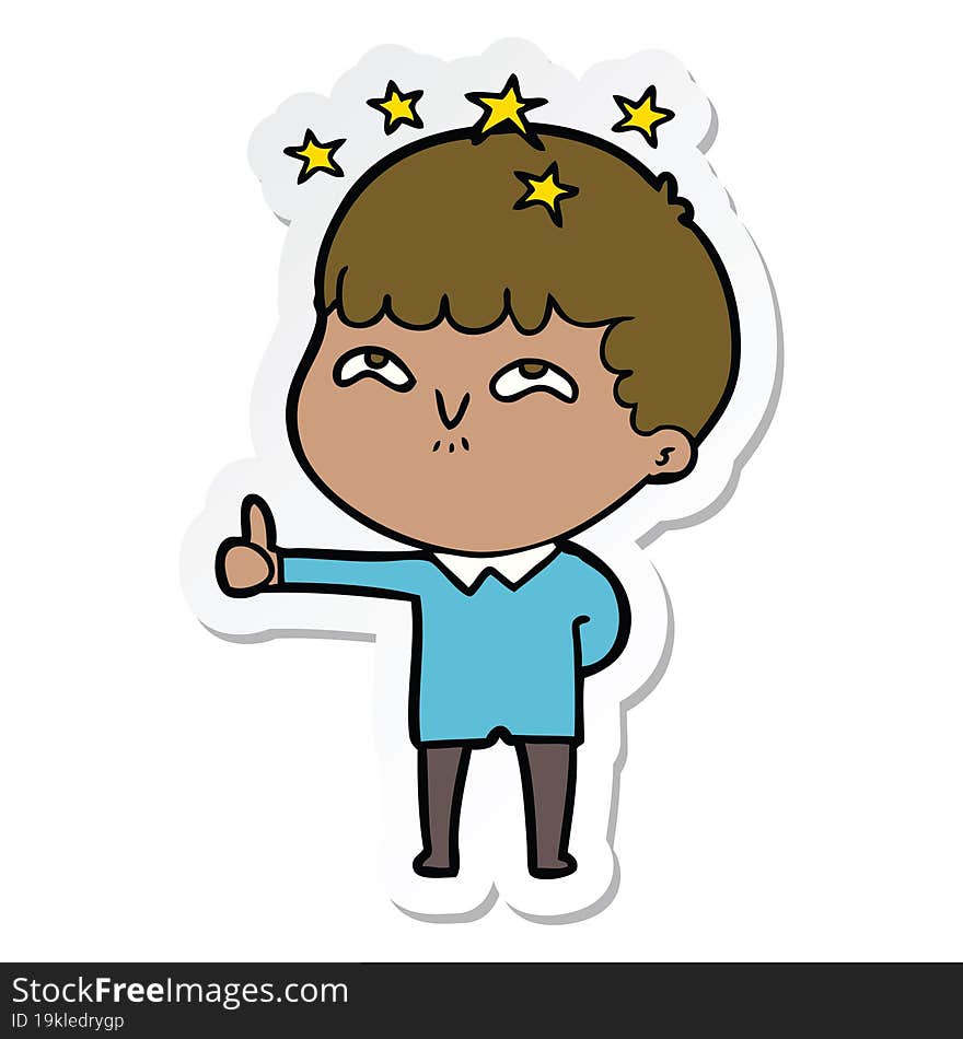 sticker of a cartoon amazed boy