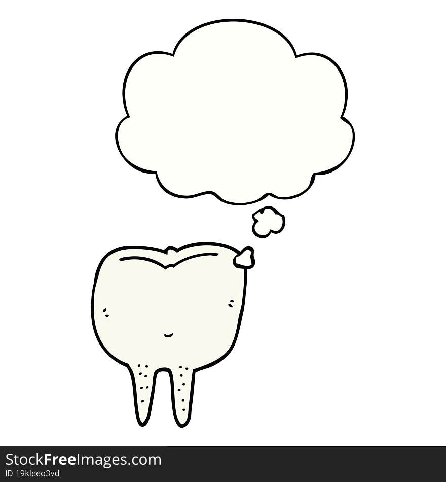 Cartoon Tooth And Thought Bubble