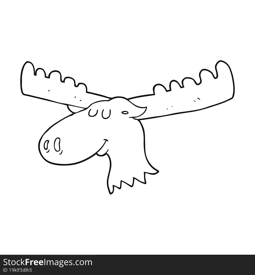 black and white cartoon moose