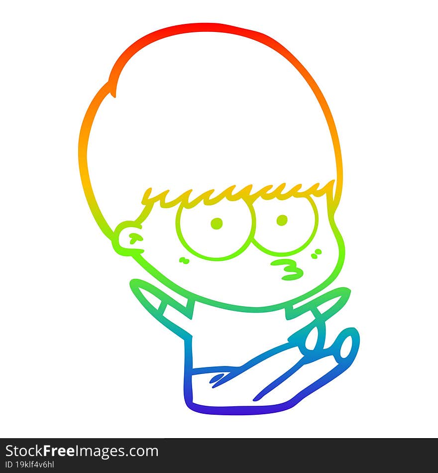 rainbow gradient line drawing nervous cartoon boy