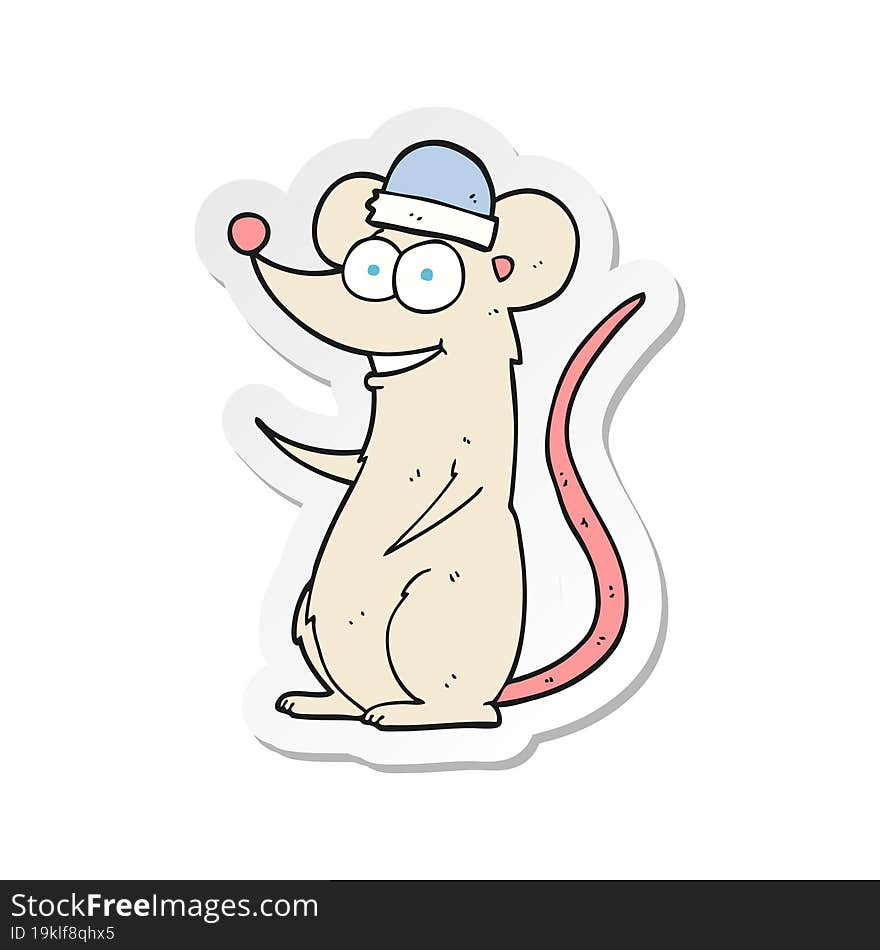 sticker of a cartoon happy mouse