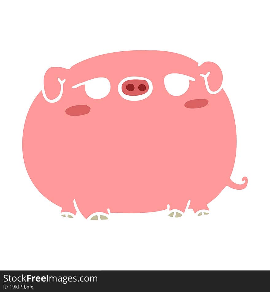 cute flat color style cartoon pig