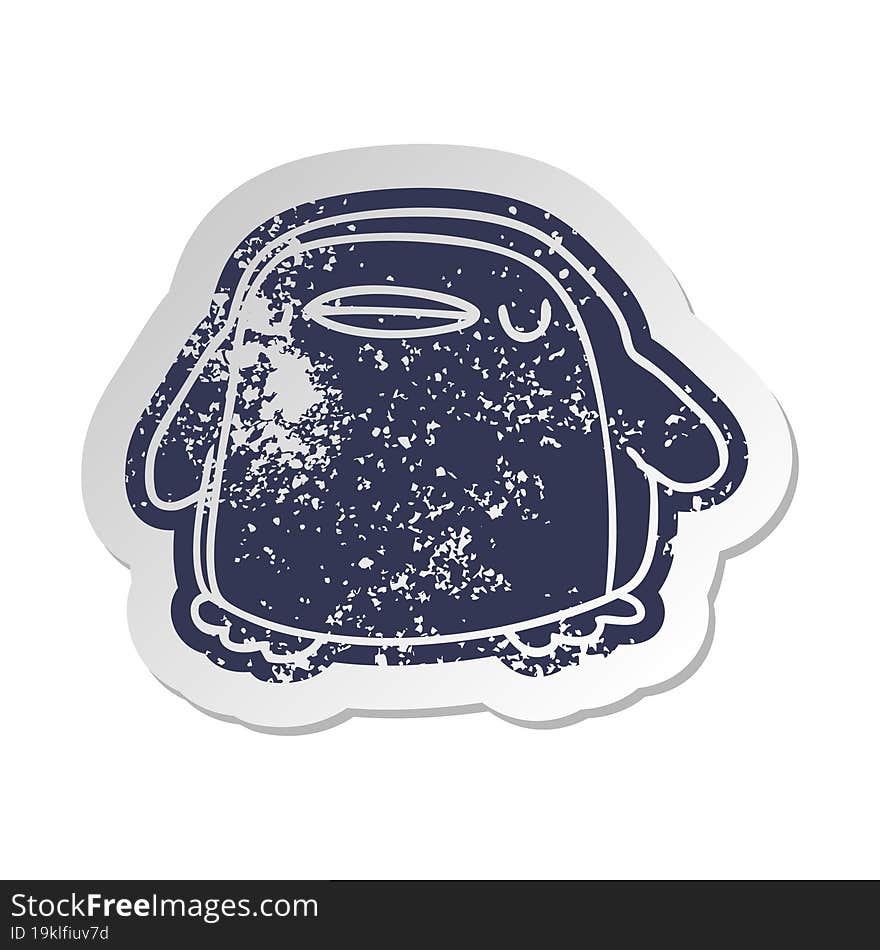 Distressed Old Sticker Kawaii Of A Cute Penguin