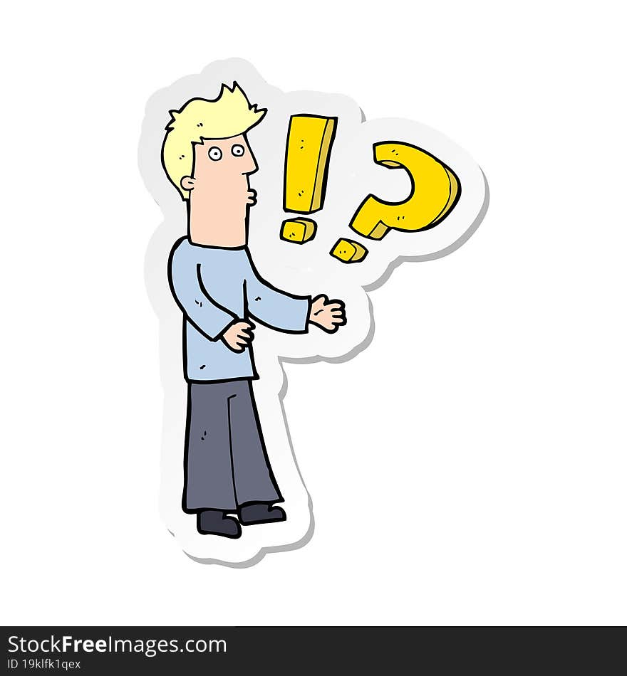 Sticker Of A Cartoon Man Asking Question