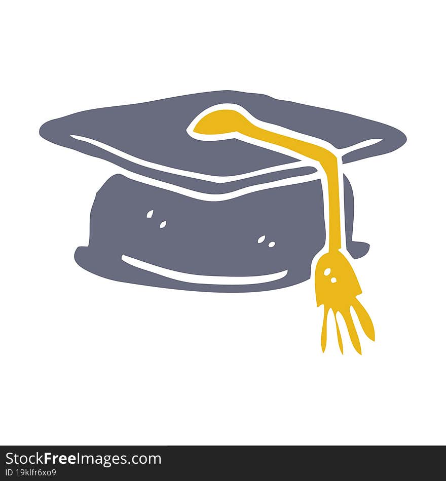 flat color illustration cartoon graduation hat