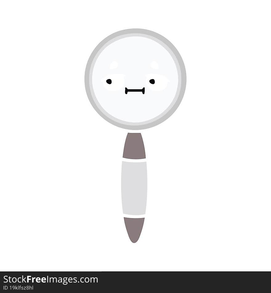 flat color retro cartoon magnifying glass