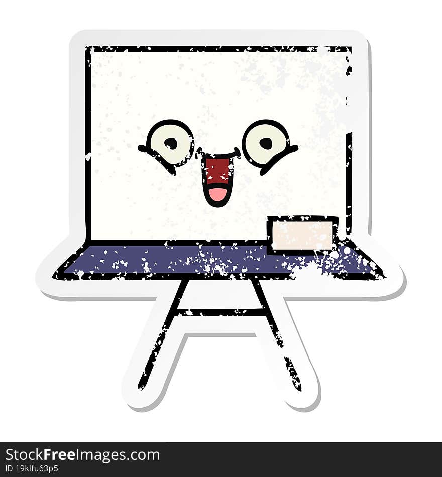 distressed sticker of a cute cartoon white board