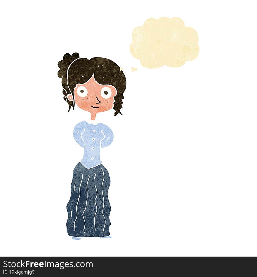 Cartoon Happy Woman With Thought Bubble