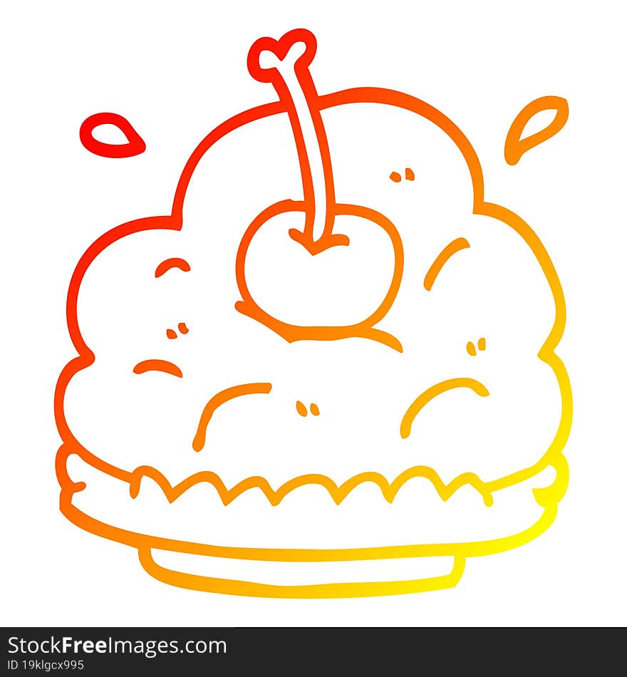 warm gradient line drawing cartoon dessert