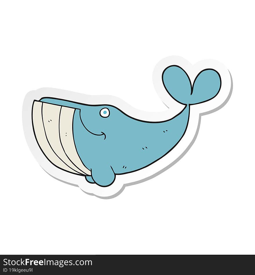 sticker of a cartoon happy whale