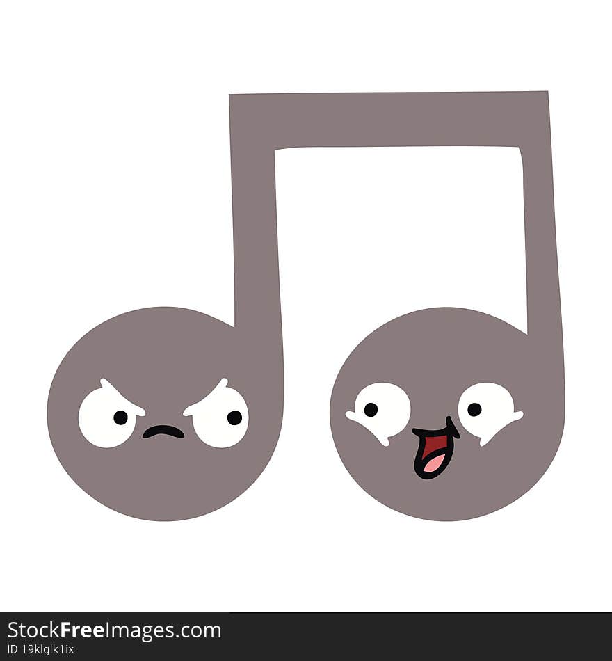 flat color retro cartoon musical note