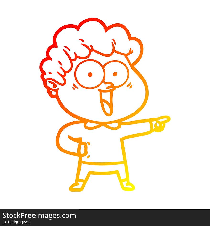 warm gradient line drawing cartoon happy man