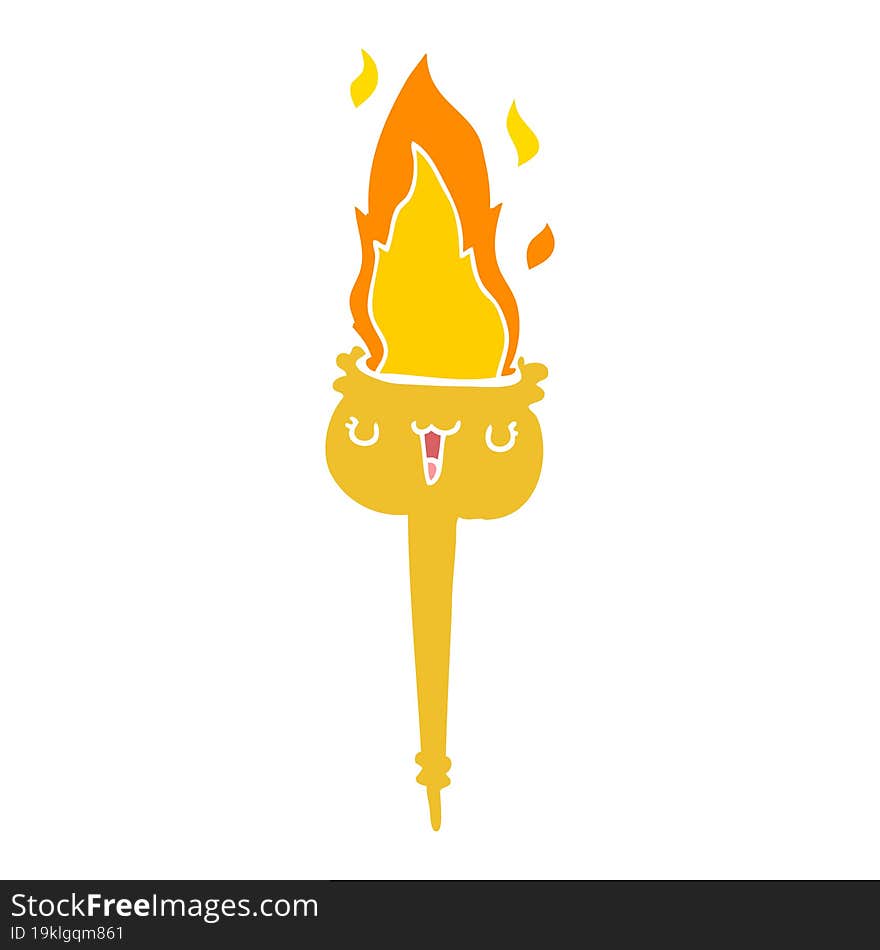 flat color style cartoon flaming torch