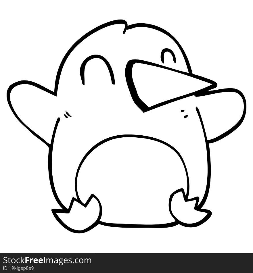 line drawing cartoon christmas penguin