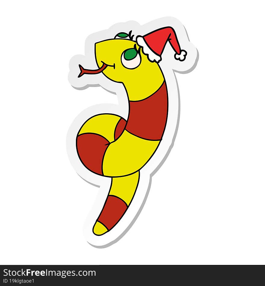 Christmas Sticker Cartoon Of Kawaii Snake