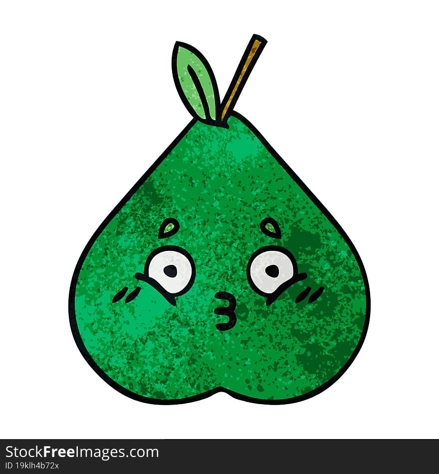 retro grunge texture cartoon of a pear