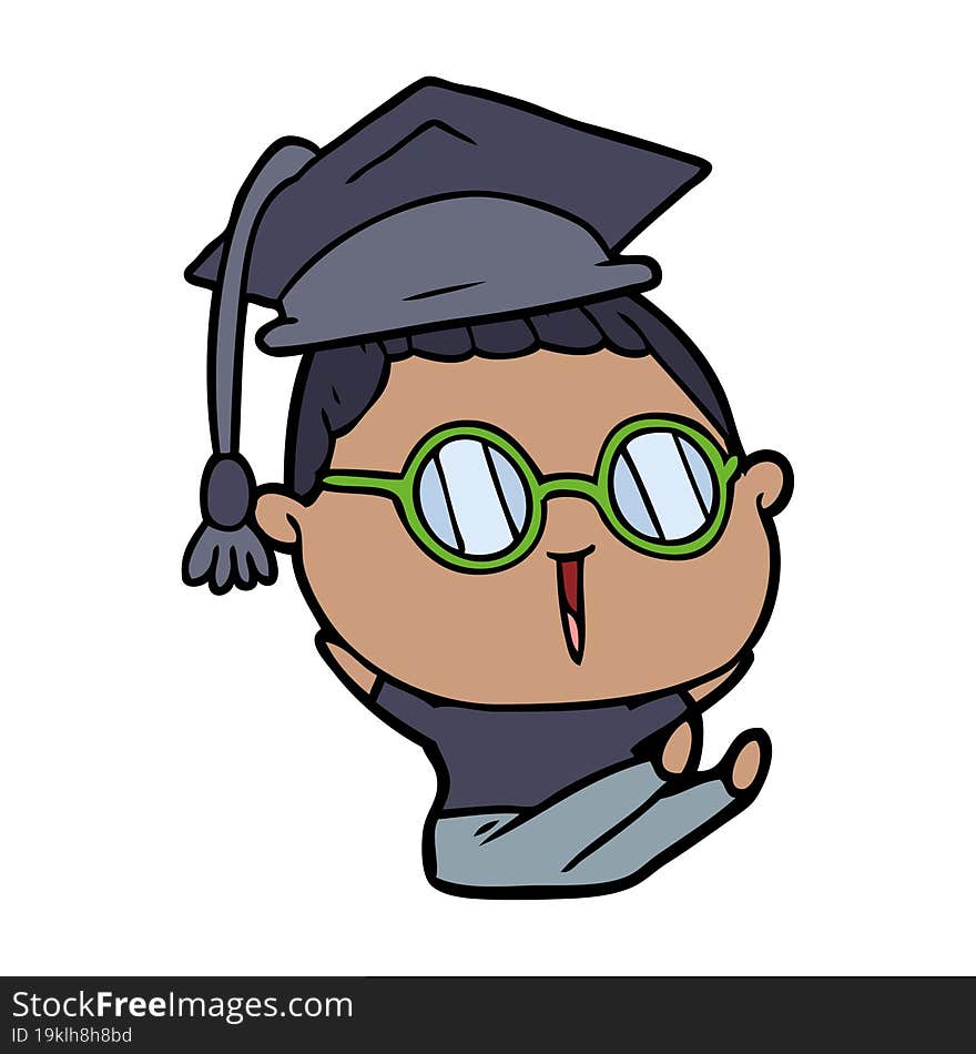 cartoon graduate wearing spectacles. cartoon graduate wearing spectacles