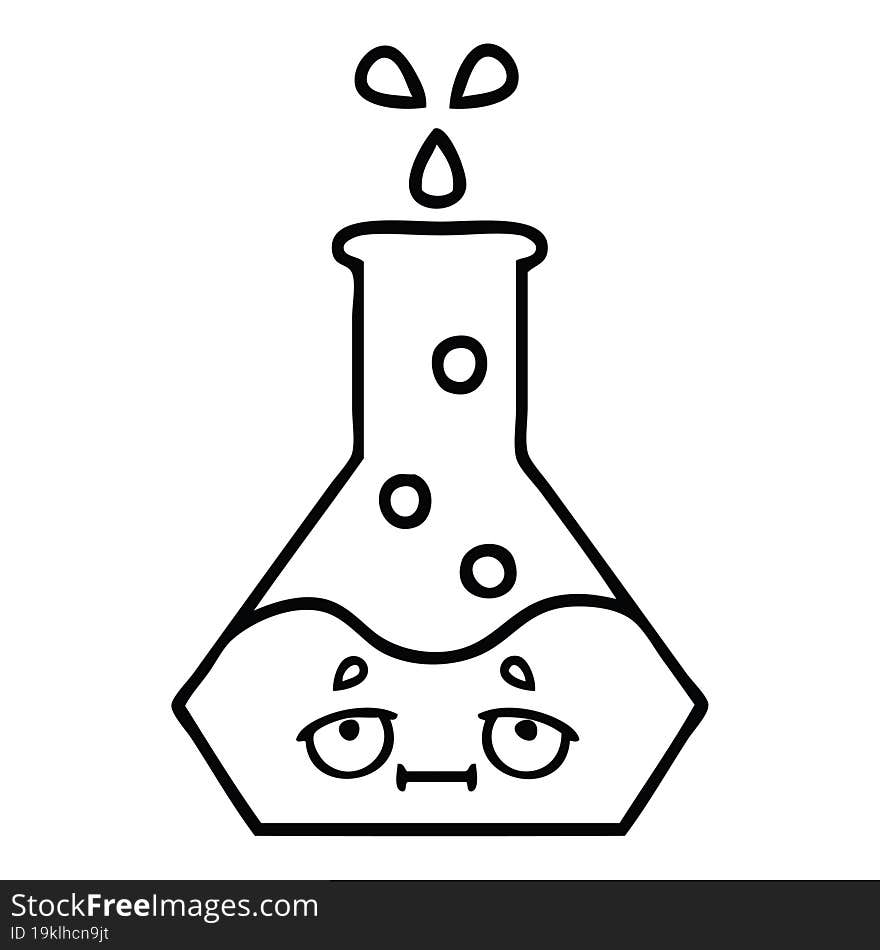 line drawing cartoon science beaker