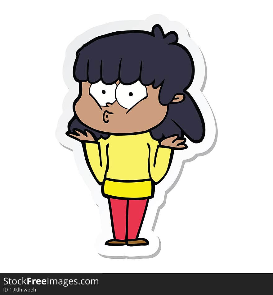 sticker of a cartoon whistling girl