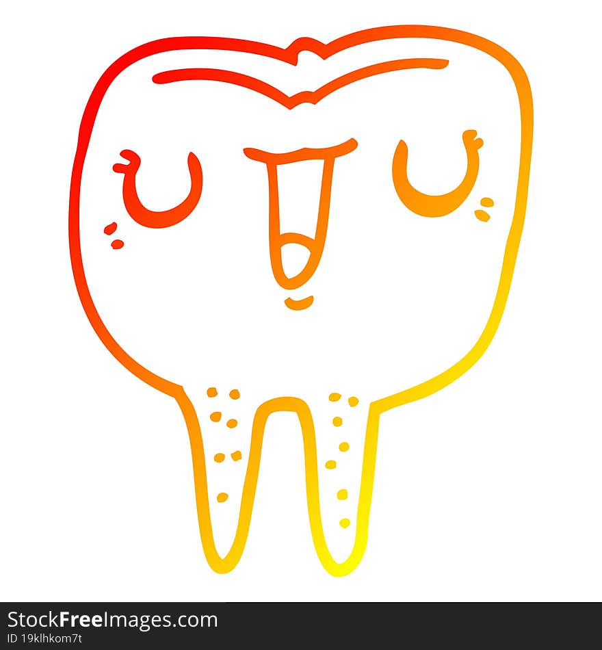 warm gradient line drawing cartoon happy tooth