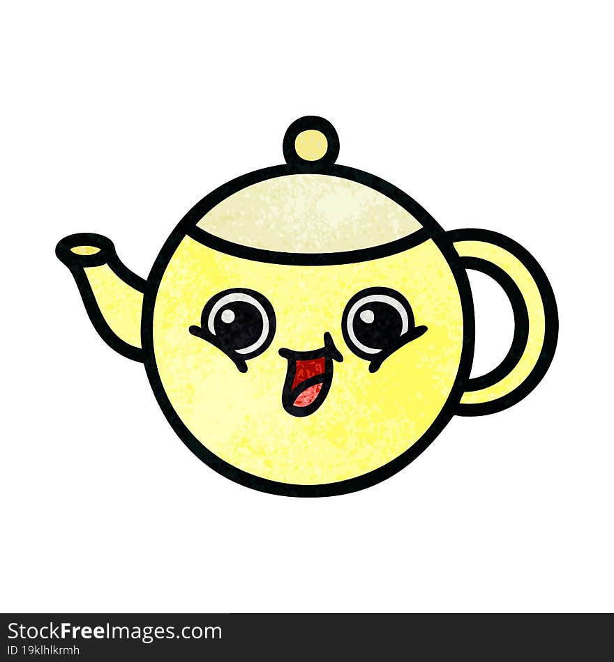 Retro Grunge Texture Cartoon Tea Pot