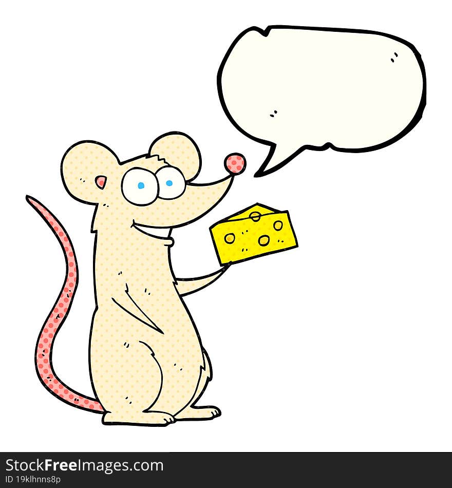 comic book speech bubble cartoon mouse with cheese