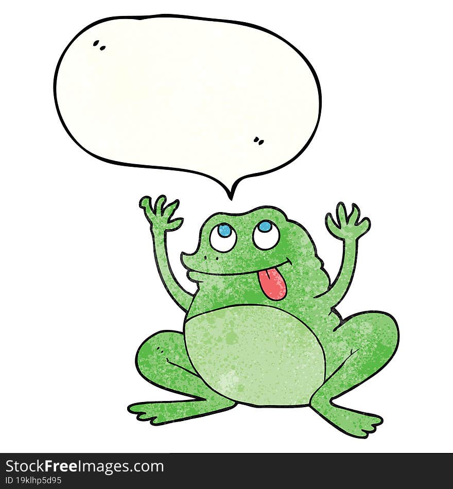 funny speech bubble textured cartoon frog