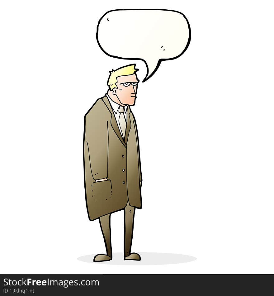 Cartoon Bad Tempered Man With Speech Bubble