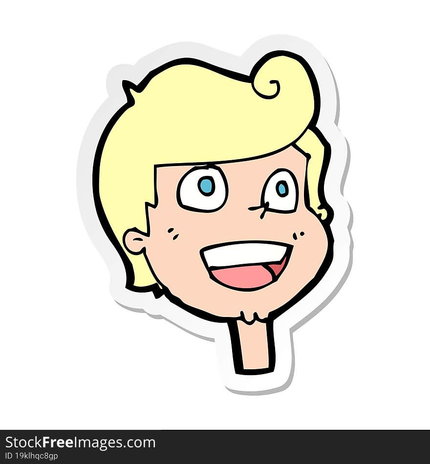 sticker of a cartoon happy face