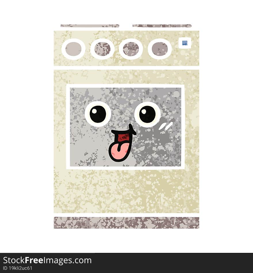 retro illustration style cartoon kitchen oven