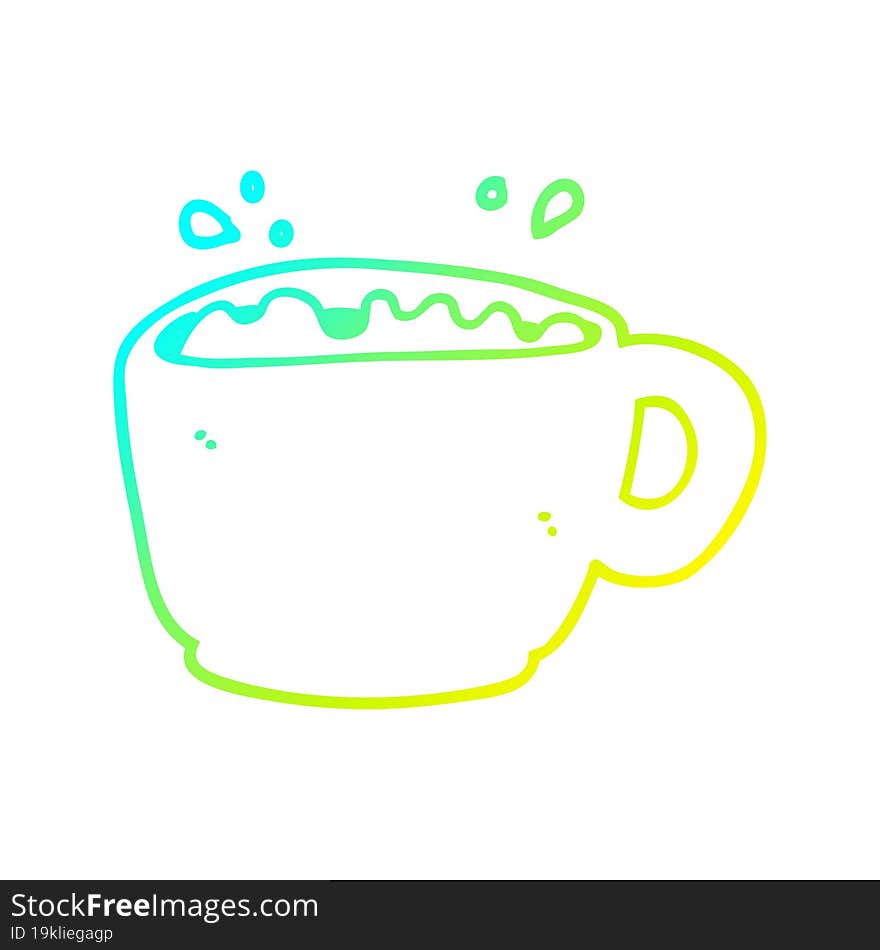 cold gradient line drawing cartoon coffee cup