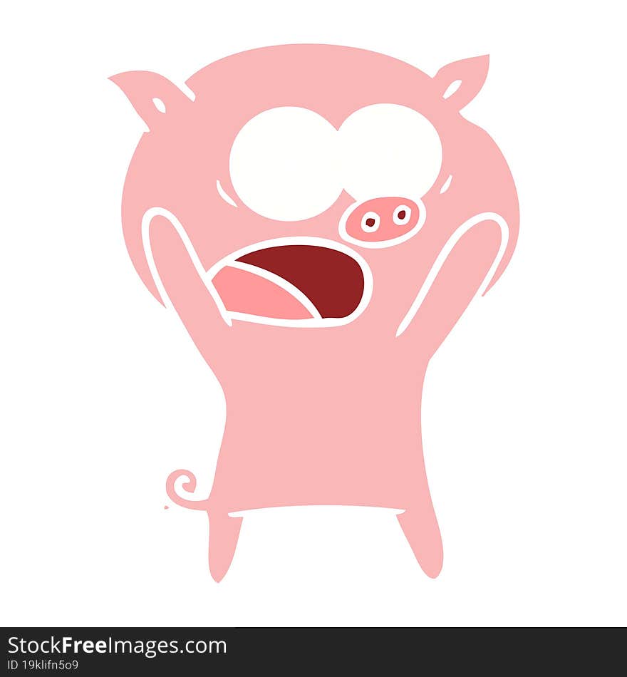 Flat Color Style Cartoon Pig Shouting