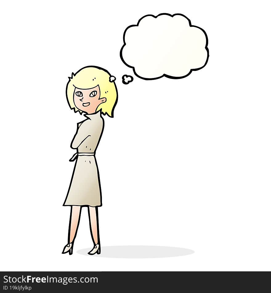 Cartoon Woman In Trench Coat With Thought Bubble