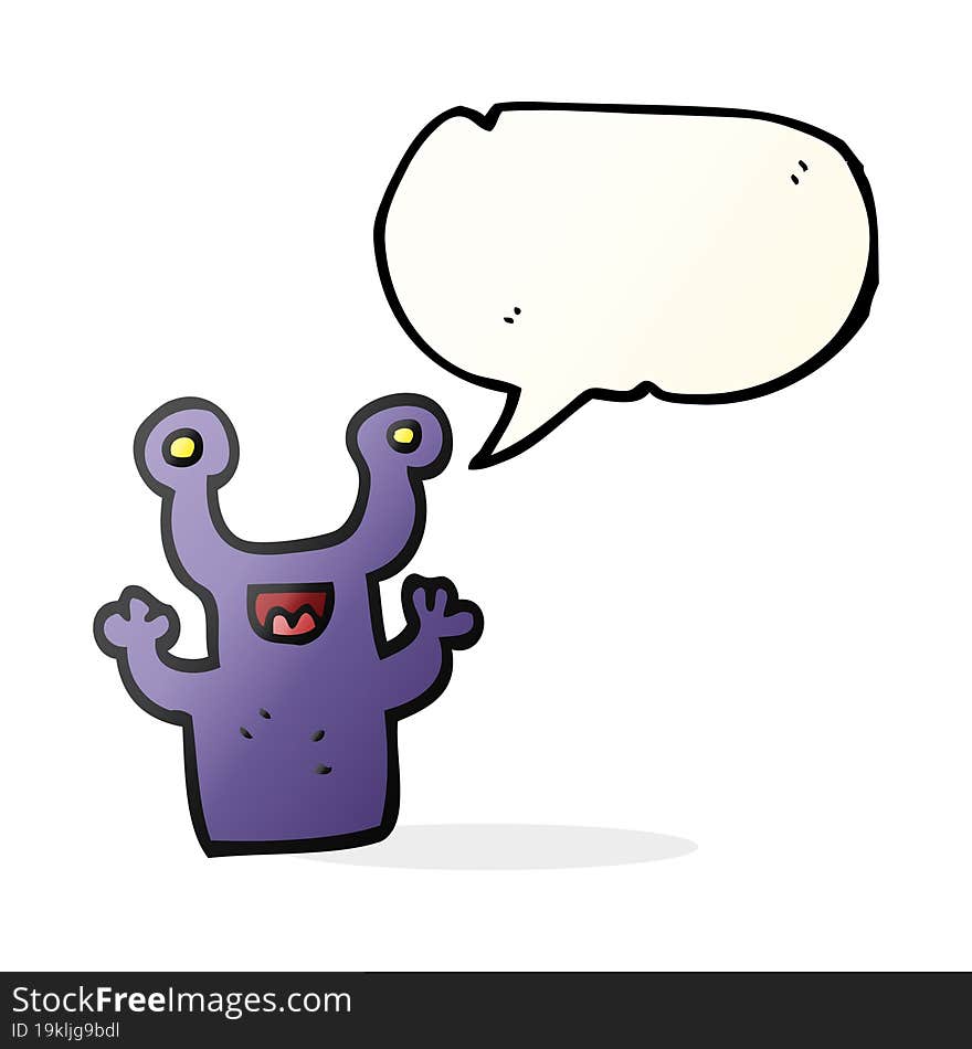 freehand drawn speech bubble cartoon little alien