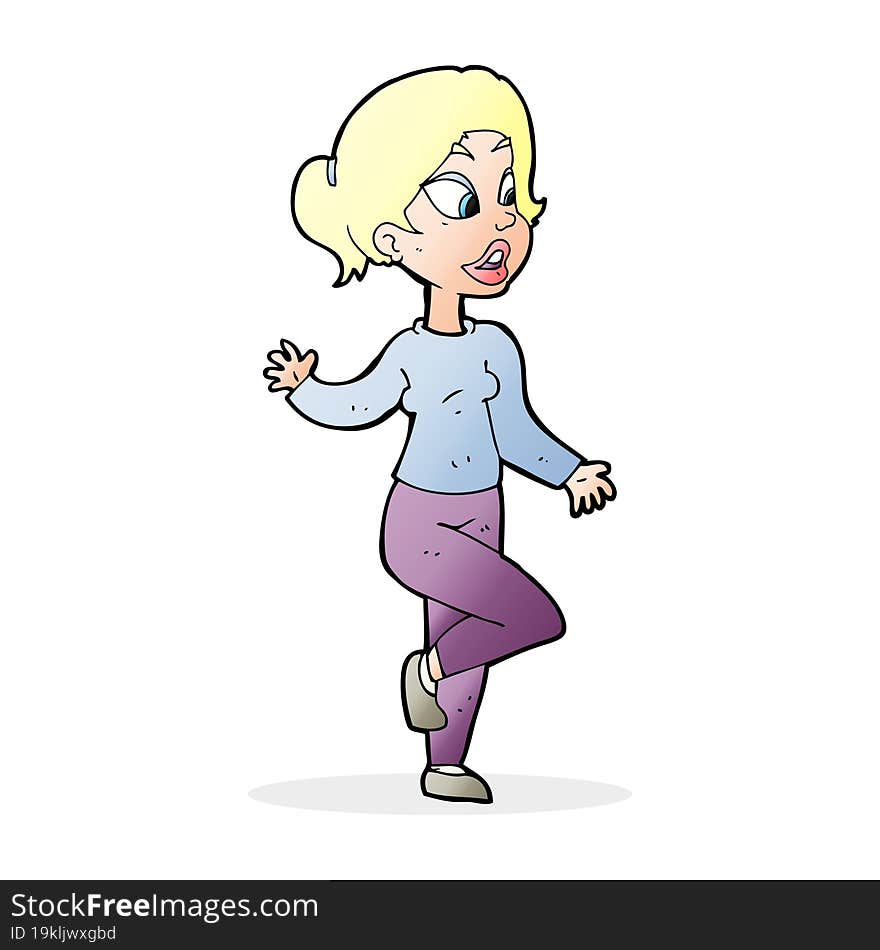 Cartoon Friendly Woman Waving