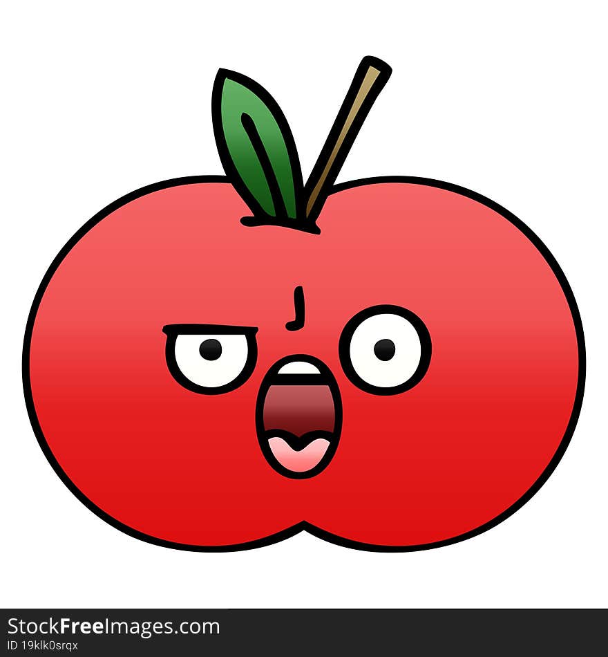 gradient shaded cartoon red apple