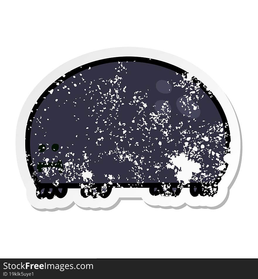 distressed sticker of a quirky hand drawn cartoon beetle