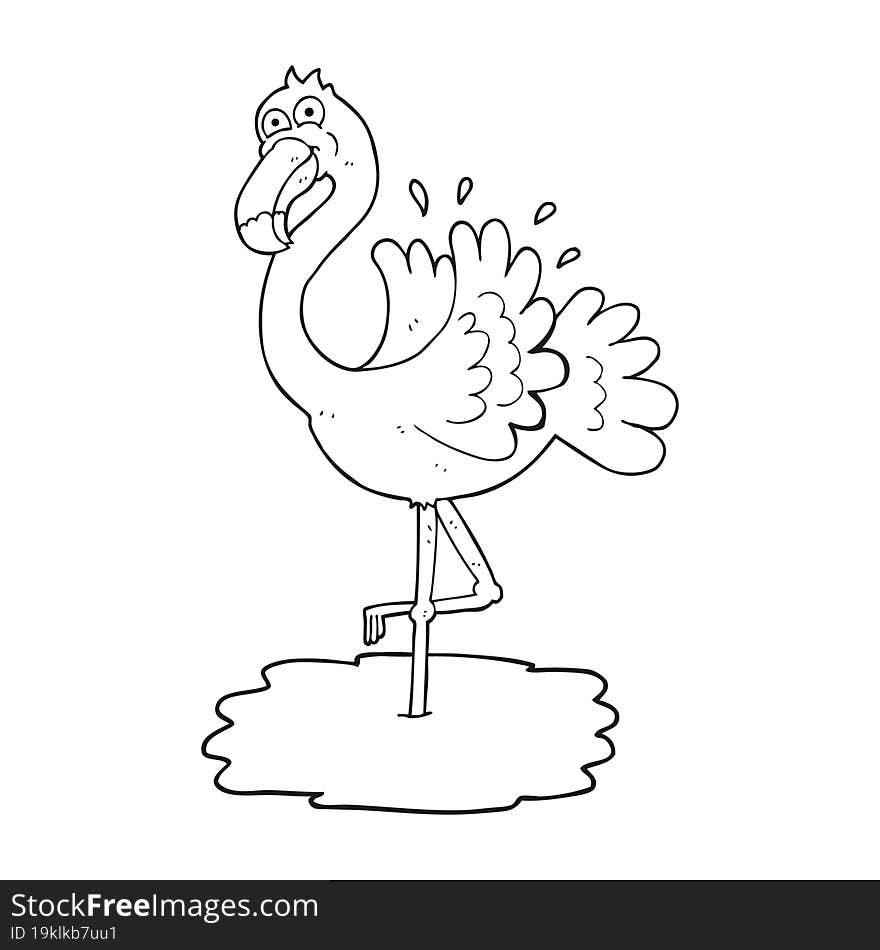 Black And White Cartoon Flamingo