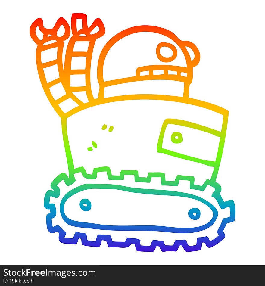 rainbow gradient line drawing cartoon robot