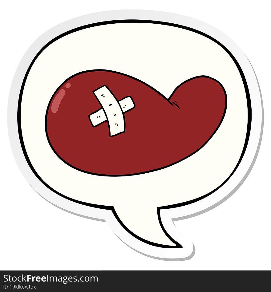 cartoon injured gall bladder with speech bubble sticker