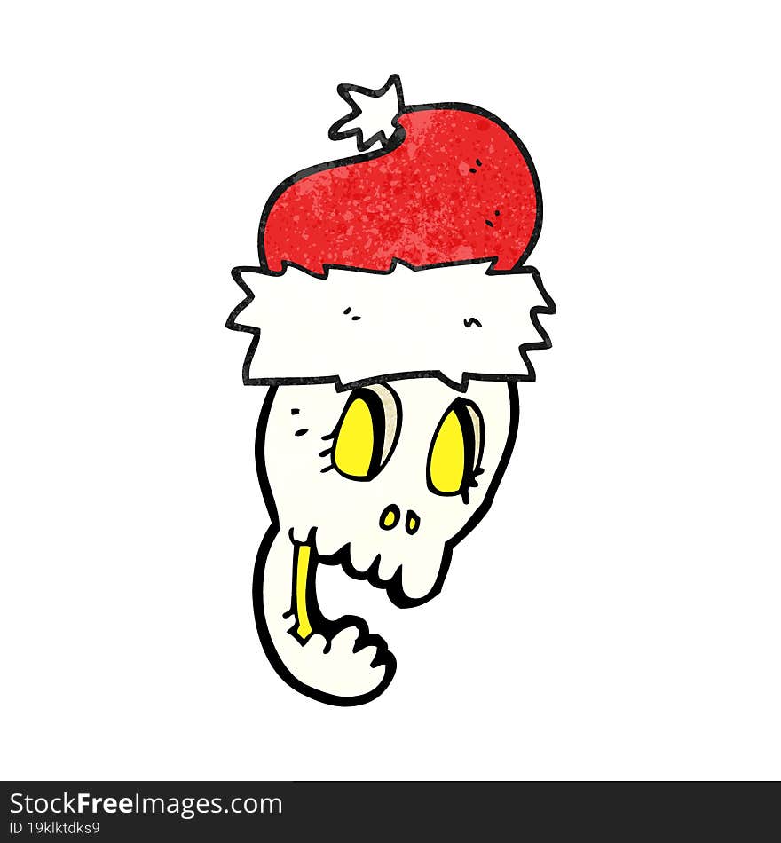 Textured Cartoon Christmas Hat On Skull