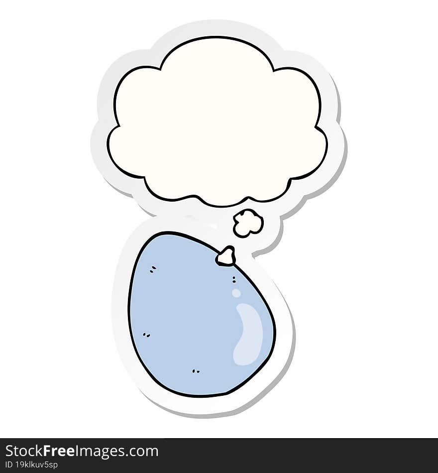 cartoon egg with thought bubble as a printed sticker