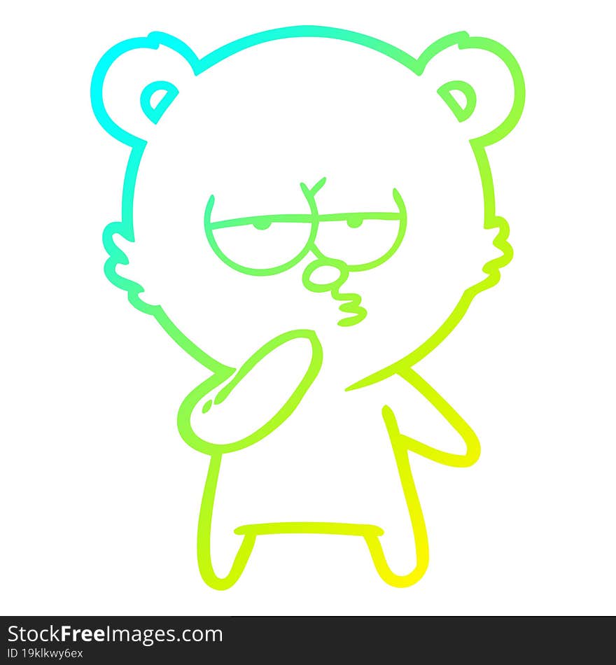 Cold Gradient Line Drawing Bored Polar Bear Cartoon