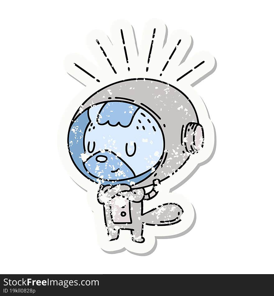 Grunge Sticker Of Tattoo Style Animal In Astronaut Suit