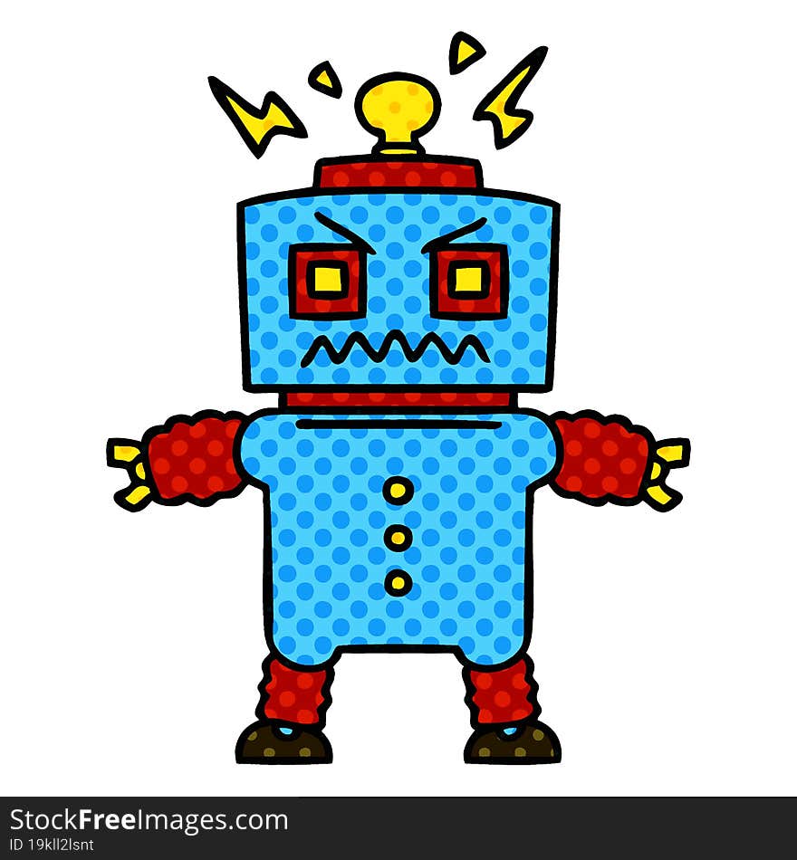 quirky comic book style cartoon robot